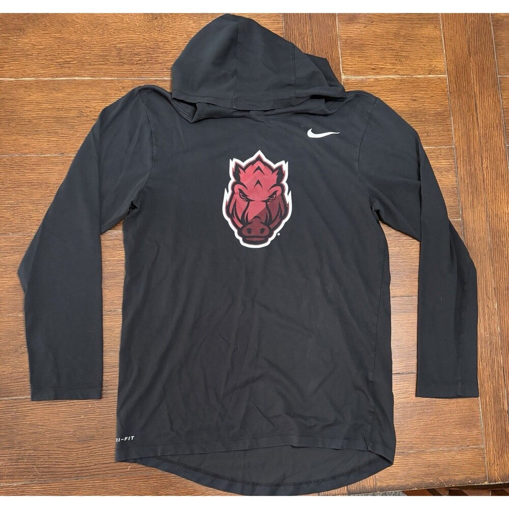Men’s Arkansas Razorbacks Nike Size S Black Dri Fit Lightweight Hoodie Pullover